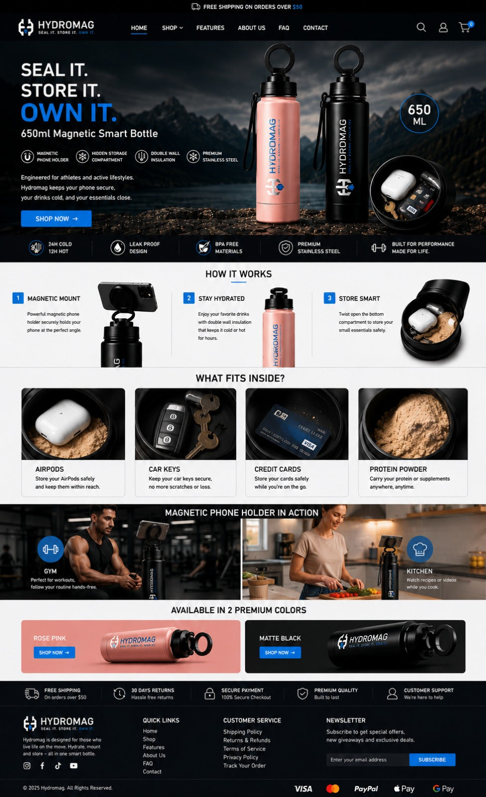 Hydromag 650ml Magnetic Smart Bottle